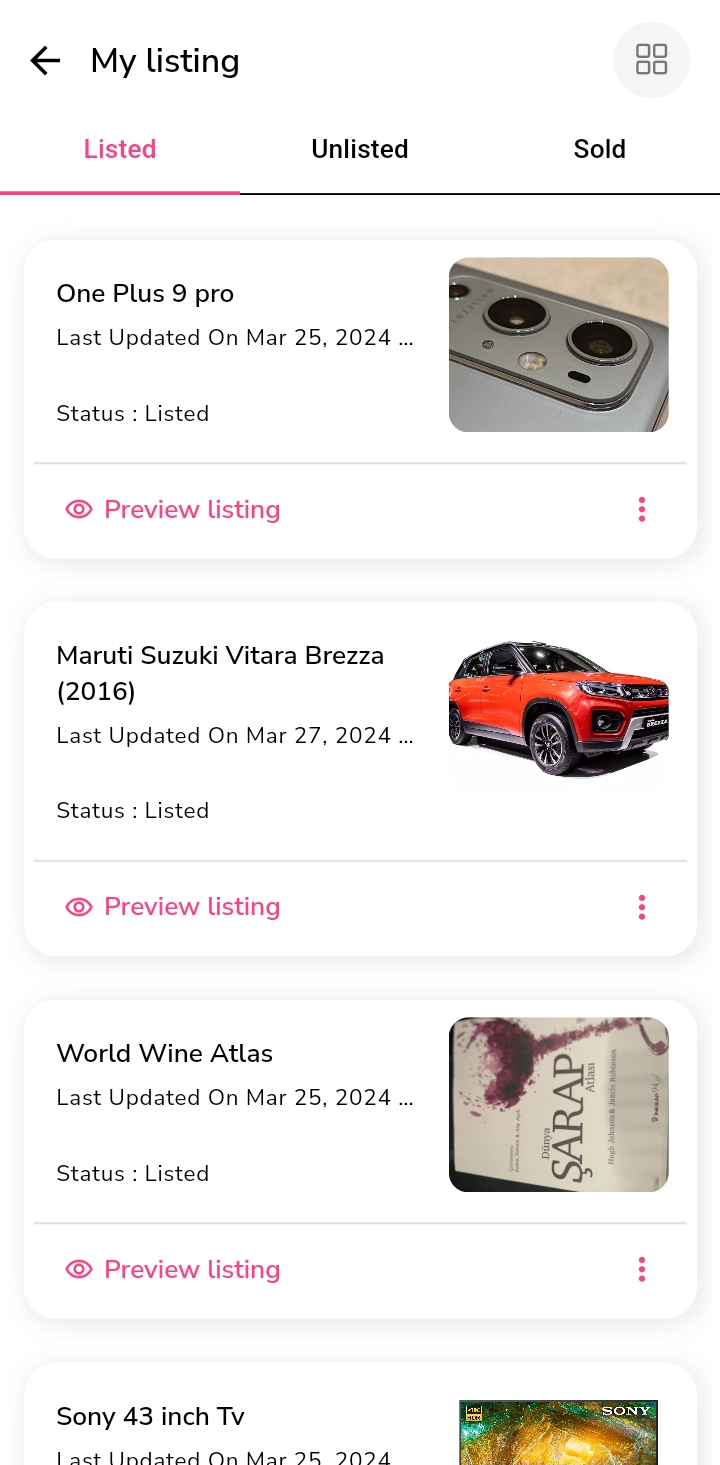Listings interface 6