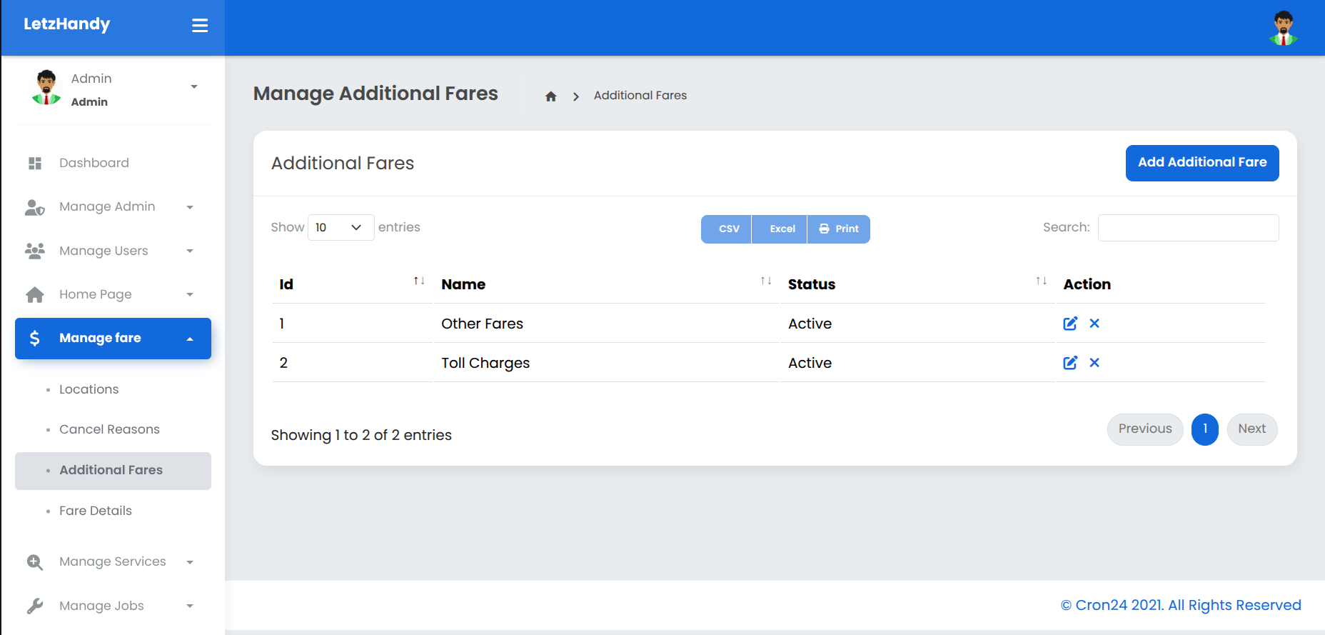 Additional Charges Setup interface 3