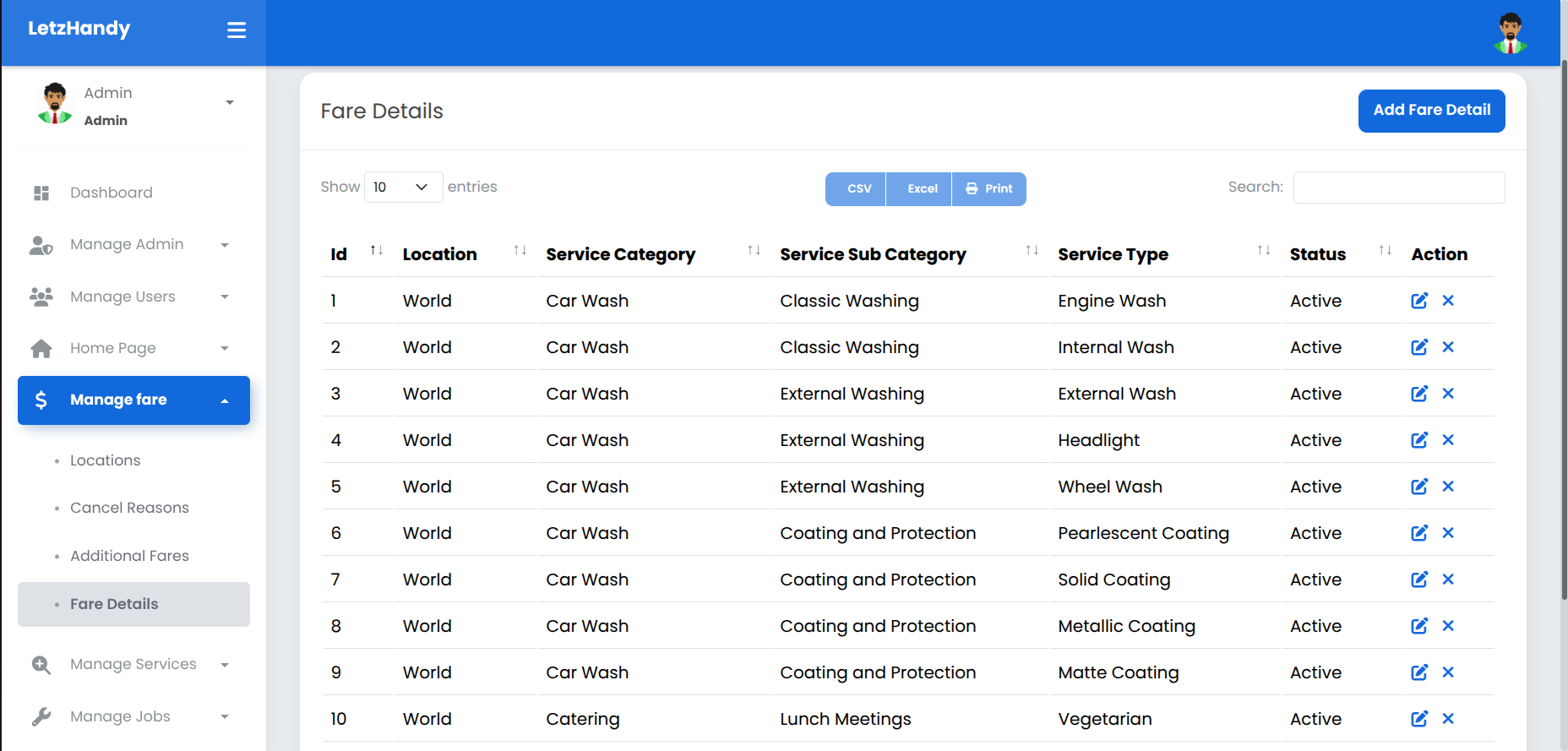 Fare Management interface 2